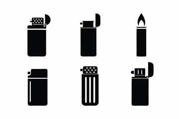 set of Lighter icon silhouette vector illustration