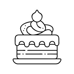 cake icon, cake line art - simple line art of cake, perfect for cake logos and icons