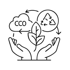 carbon offset icon, carbon offset line art - simple line art of carbon offset, perfect for carbon offset logos and icons
