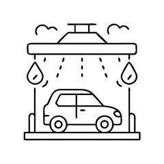 car wash icon, car wash line art - simple line art of car wash, perfect for car wash logos and icons