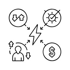 cause and effect icon, cause and effect line art - simple line art of cause and effect, perfect for cause and effect logos and icons