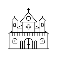 church icon, church line art - simple line art of church, perfect for church logos and icons