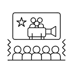 cinema icon, cinema line art - simple line art of cinema, perfect for cinema logos and icons