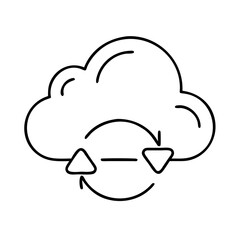 cloud sync icon, cloud sync line art - simple line art of cloud sync, perfect for cloud sync logos and icons