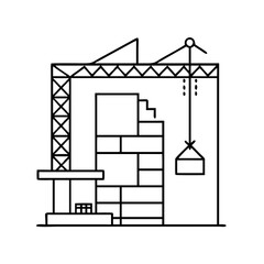 construction site icon, construction site line art - simple line art of construction site, perfect for construction site logos and icons