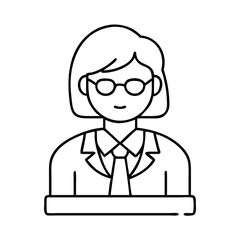 court clerk icon, court clerk line art - simple line art of court clerk, perfect for court clerk logos and icons