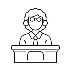 court clerk icon, court clerk line art - simple line art of court clerk, perfect for court clerk logos and icons
