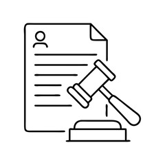 court ruling icon, court ruling line art - simple line art of court ruling, perfect for court ruling logos and icons