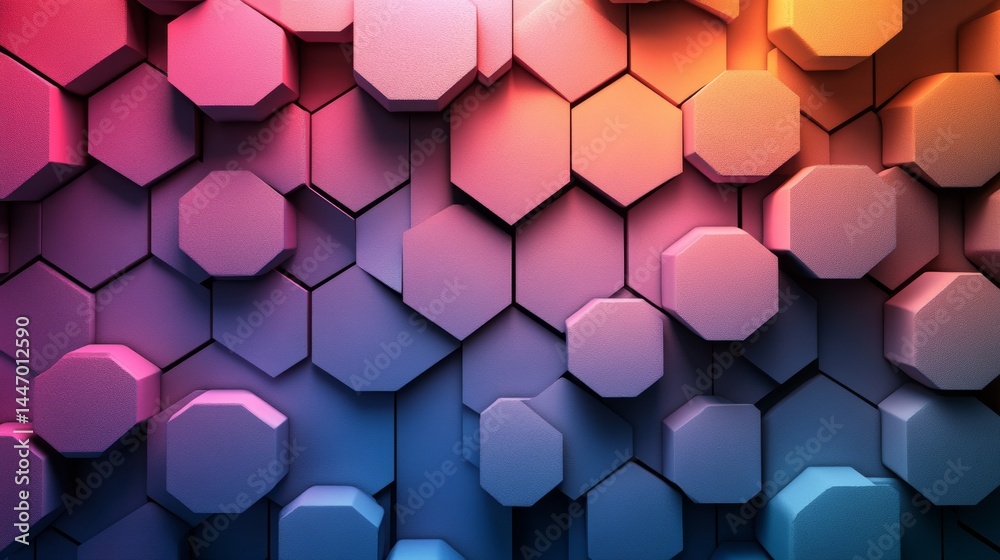 Poster abstract geometric background with a dynamic gradient of vivid octagons arranged in a modern mosaic 