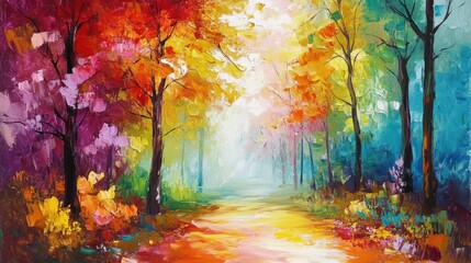 Colorful forest path