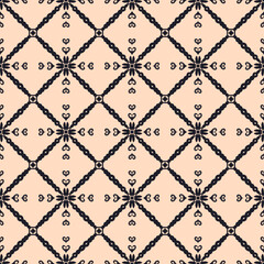 Naklejka premium Geometric Floral Seamless Pattern in Apricot and Raisin black