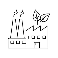 eco friendly factory icon, eco friendly factory line art - simple line art of eco friendly factory, perfect for eco friendly factory logos and icons