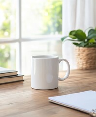 Obraz premium A distinctive mug design placed on a minimalist desk.