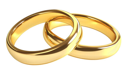 Gold Wedding Rings Isolated Transparent Background Illustration