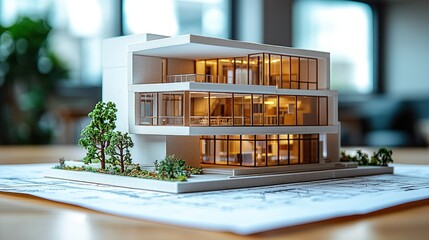 Architectural model of modern building