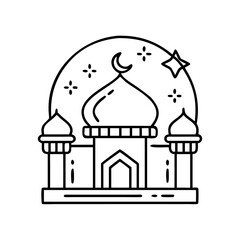 mosque icon, mosque line art - simple line art of mosque, perfect for mosque logos and icons