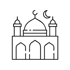 mosque icon, mosque line art - simple line art of mosque, perfect for mosque logos and icons