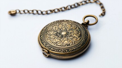 Engraved locket isolated on white background