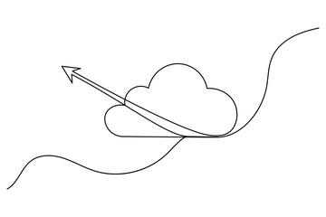 Obraz premium Cloud storage continuous one line drawing and minimalist style isolate outline vector icon