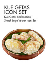 Kue getas indonesian snack logo vector Icon set