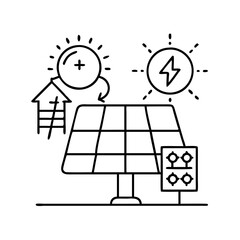 off grid solar system icon, off grid solar system line art - simple line art of off grid solar system, perfect for off grid solar system logos and icons