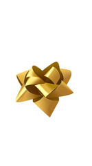Golden Gift Bow 3D Illustration Isolated Background Transparent Graphic