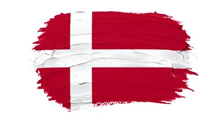 Denmark Flag Artistic Paint Stroke Design National Symbol Scandinavian Country Heritage Culture Identity