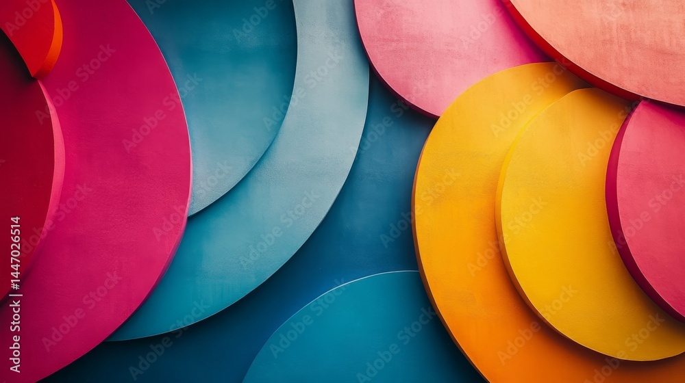 Poster vivid circles interlocking - a modern abstract composition with dynamic color scheme and textural el