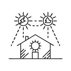 passive solar design icon, passive solar design line art - simple line art of passive solar design, perfect for passive solar design logos and icons