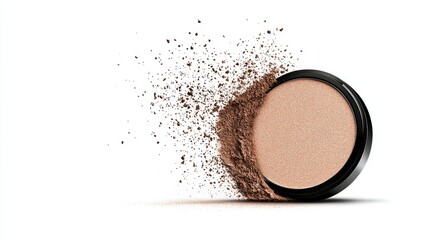 Cosmetic Face Powder Product Presentation With Crumbled Powder Effects
