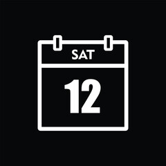 calender icon, 12 saturday icon with black background