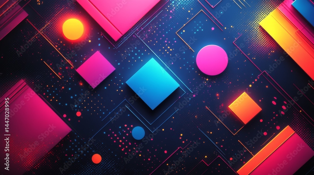 Aufkleber vibrant geometric abstraction with dynamic lines and pointillist textures creating a modern and enga