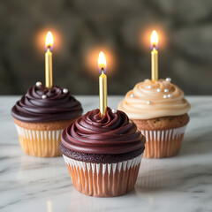  Cupcake with Lit Candle &ndash; Sweet Mini Dessert for Birthday, Celebration, or Special Occasion