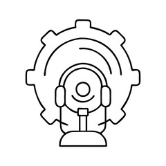 podcast gear icon, podcast gear line art - simple line art of podcast gear, perfect for podcast gear logos and icons