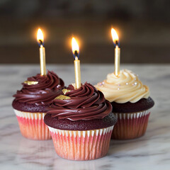  Cupcake with Lit Candle &ndash; Sweet Mini Dessert for Birthday, Celebration, or Special Occasion