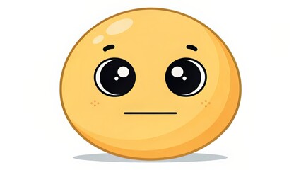 Fototapeta premium A blank expression emoji with a neutral mouth and wide black eyes, conveying indifference or confusion.