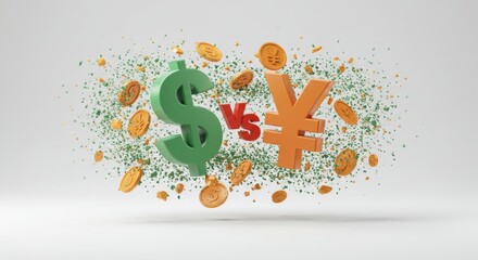 Dollar Versus Yen: Currency Comparison Concept