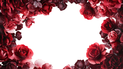 Romantic frame with red rose petals creates a beautiful frame for a Valentine's Day card