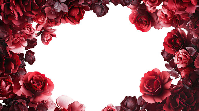 Romantic frame with red rose petals creates a beautiful frame for a Valentine's Day card