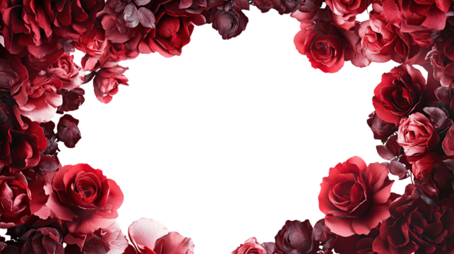 Romantic frame with red rose petals creates a beautiful frame for a Valentine's Day card