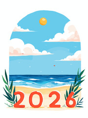  ocean beach theme formaing year 2026 white background