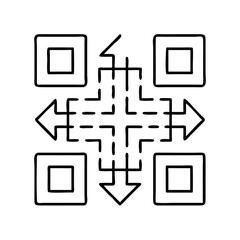 qr code with arrows icon, qr code with arrows line art - simple line art of qr code with arrows, perfect for qr code with arrows logos and icons