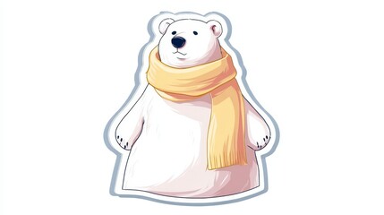 Fototapeta premium Cute Polar Bear with Yellow Scarf