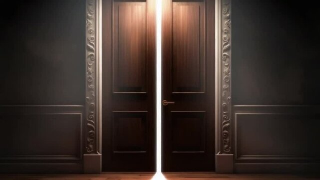 Ajar: The opening reveals a source of luminescence, beckoning viewers to explore and contemplate what lies beyond the threshold of dark to a place of light. 