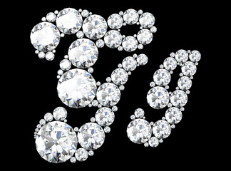 diamond letters with gemstones isolated on black. (high resolution 3D image).