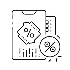 qr code with discount icon, qr code with discount line art - simple line art of qr code with discount, perfect for qr code with discount logos and icons