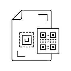 qr code with file icon, qr code with file line art - simple line art of qr code with file, perfect for qr code with file logos and icons