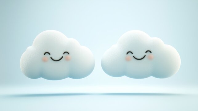 Floating cloud buddies isolated on white background