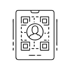 qr code with profile picture icon, qr code with profile picture line art - simple line art of qr code with profile picture, perfect for qr code with profile picture logos and icons