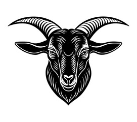 Minimalist Goat Head Icon – Bold Symmetrical Farm Animal Vector Illustration